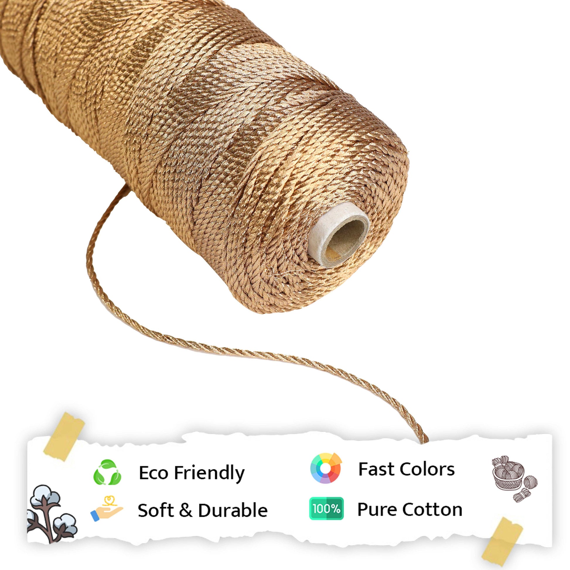 3mm Twisted 3ply Metallic / Zari Cords | Copper | Approx 200 - 250 Metres | 1kg Spool
