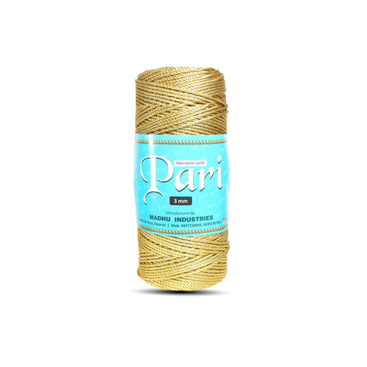 3mm Twisted 3ply Metallic / Zari Cords | Golden | Approx 200- 250 Metres | 1kg Spool