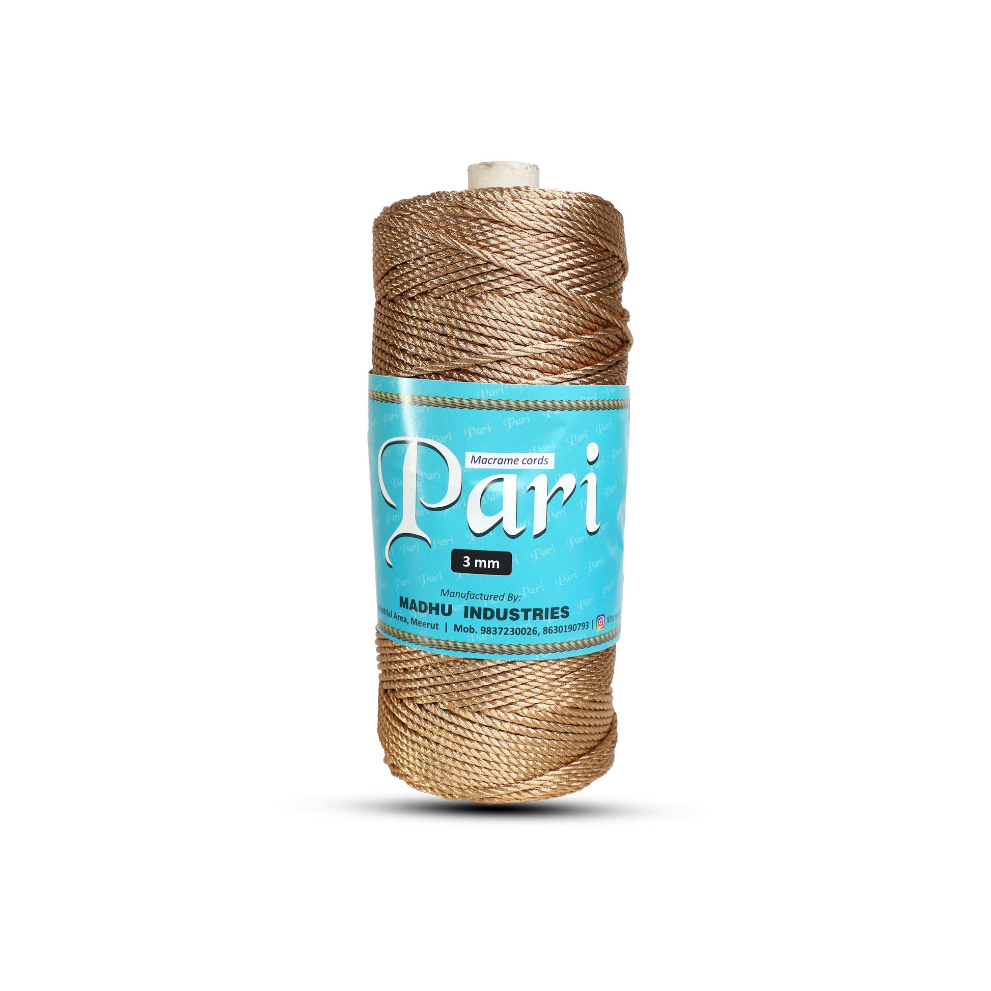 3mm Twisted 3ply Metallic / Zari Cords | Copper | Approx 200 - 250 Metres | 1kg Spool
