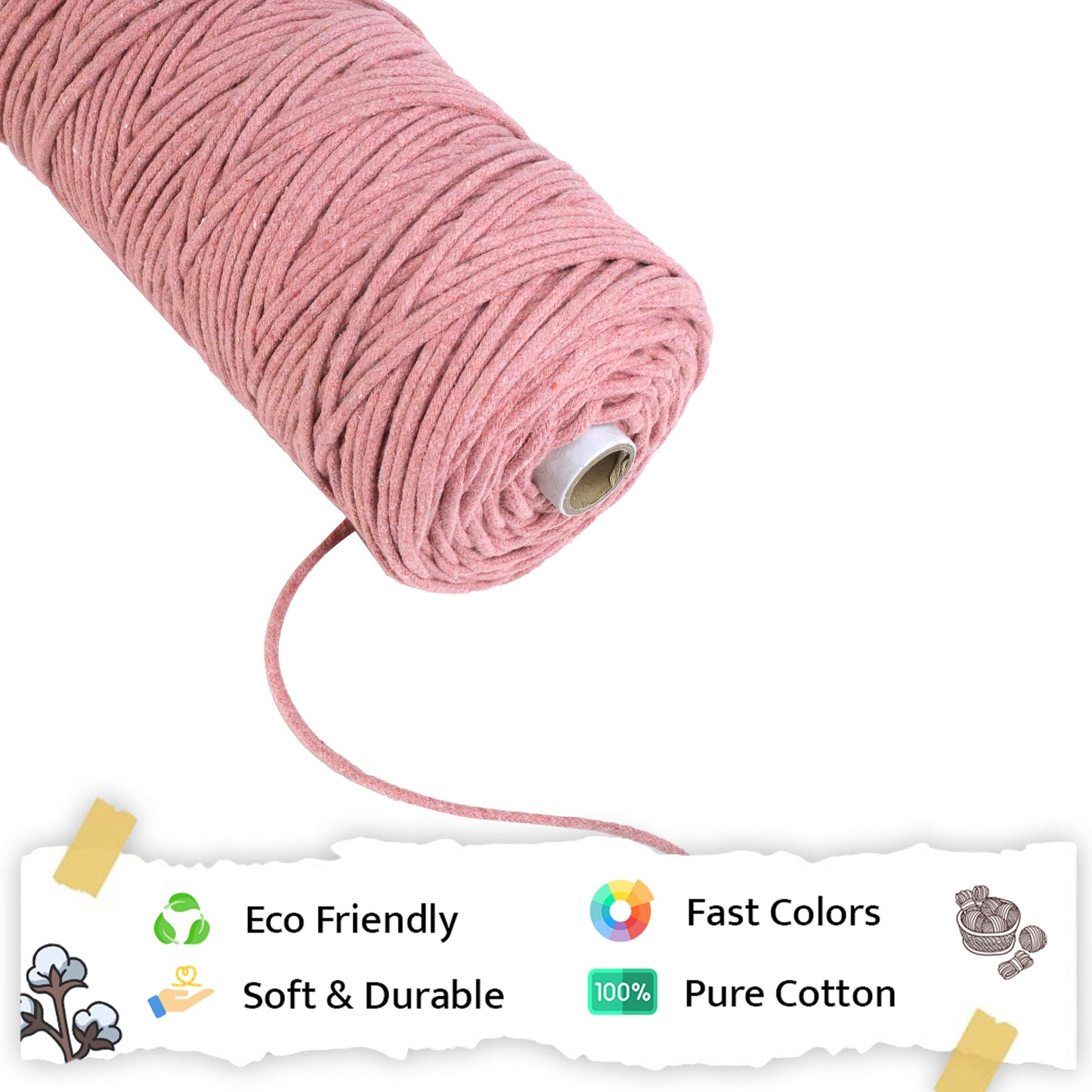 4mm Braided | Peach | 140 Meters | 1Kg Spool | Cotton | No 17