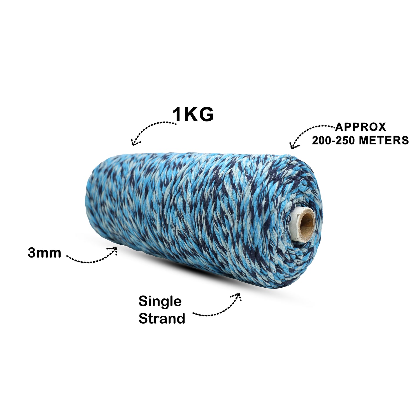 3mm Single Strand Multicolor | Ocean Breeze | Approx 200 - 250 Metres | 1kg Spool