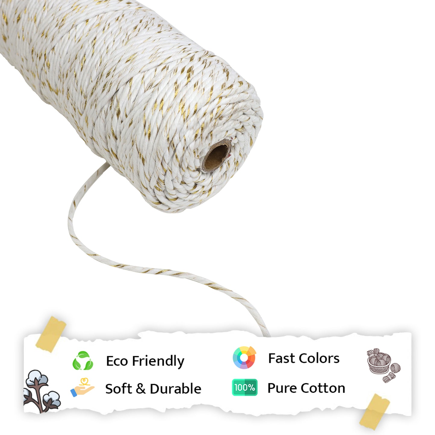 3mm Single | Ivory Gold Spark | Approx 200 - 250 Metres | 1kg Spool | Cotton Infused Zari