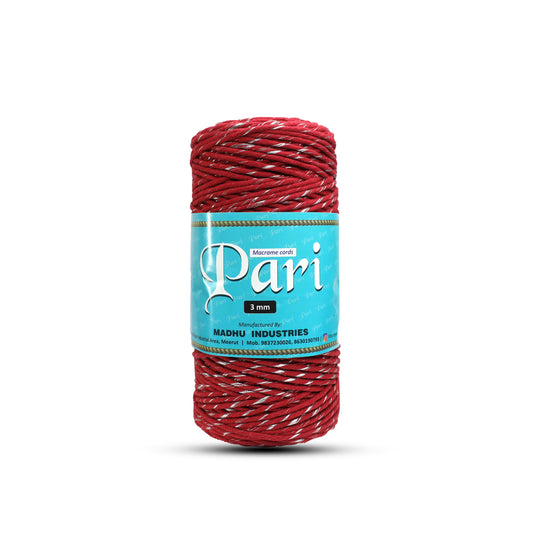 3mm Single | Ruby Shine | Approx 200 - 250 Metres | 1kg Spool | Cotton Infused Zari