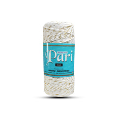 3mm Single | Ivory Gold Spark | Approx 200 - 250 Metres | 1kg Spool | Cotton Infused Zari