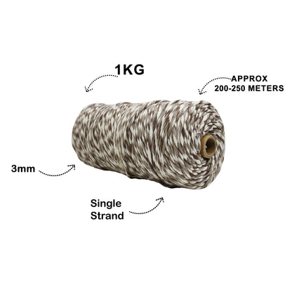 3mm Single Strand Multicolor | Mocha Twist | Approx 200 - 250 Metres | 1kg Spool