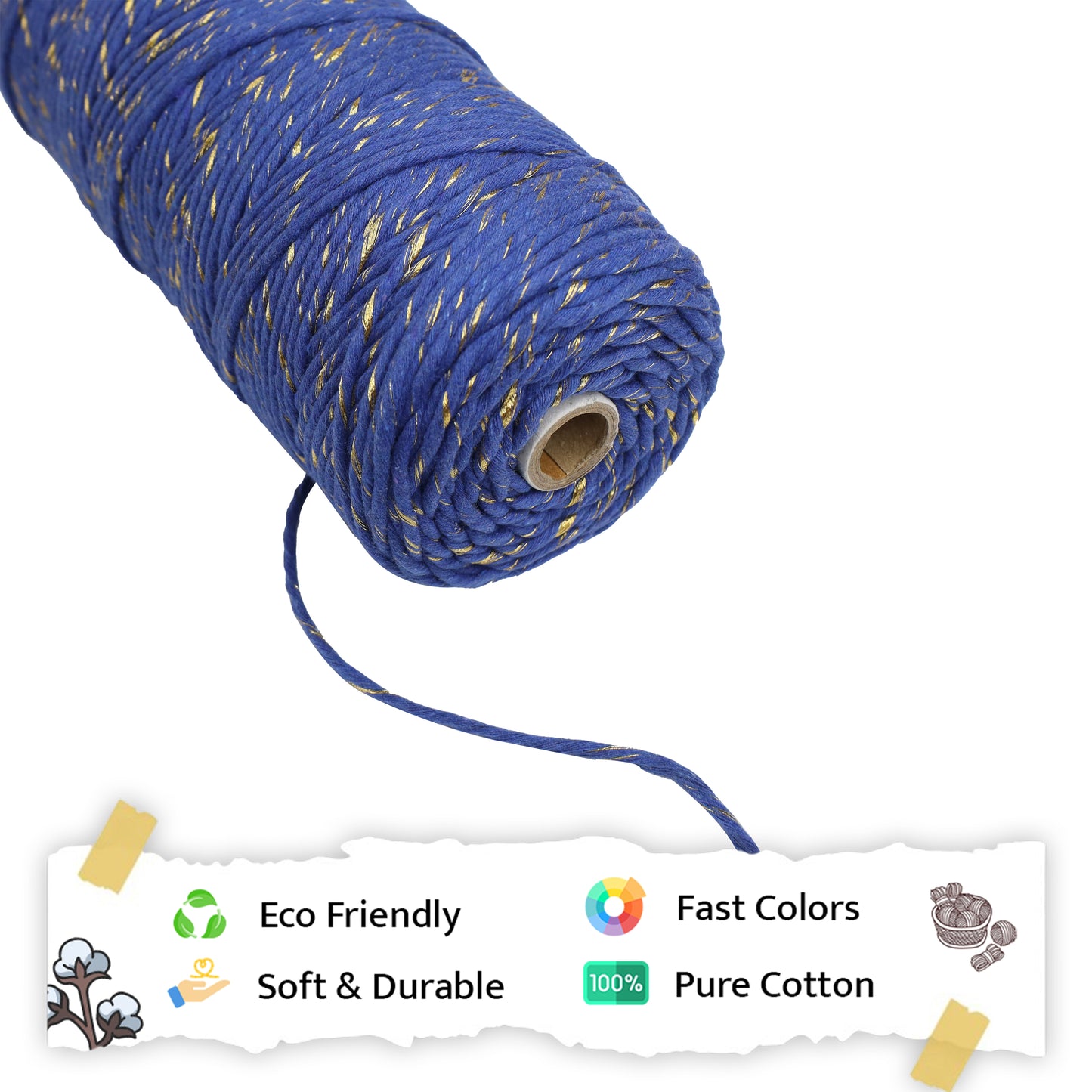 3mm Single | Royal Blue Glow | Approx 200 - 250 Metres | 1kg Spool | Cotton Infused Zari