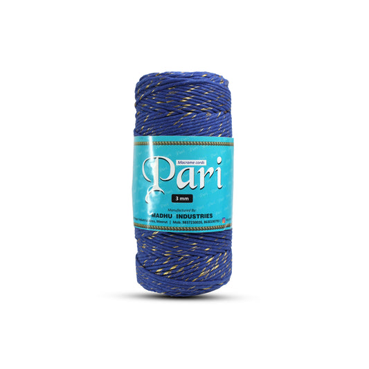 3mm Single | Royal Blue Glow | Approx 200 - 250 Metres | 1kg Spool | Cotton Infused Zari