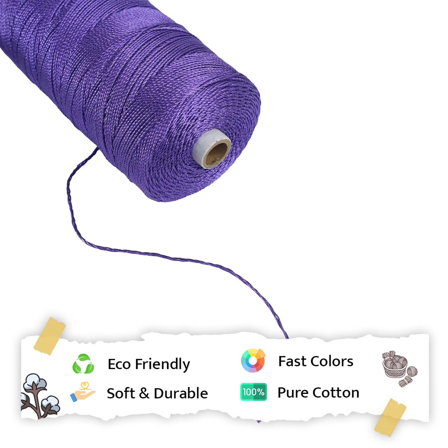 1mm Twisted 3ply Zari Cords | Violet | Approx 750 - 800 Metres | 1kg Spool