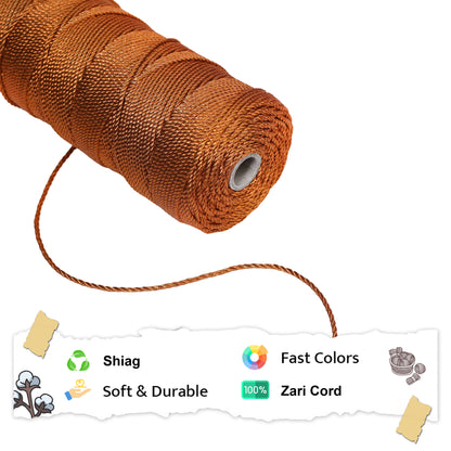 3mm Twisted 3ply Metallic / Zari Cords | Chocolate | Approx 200 - 250 Metres | 1kg Spool