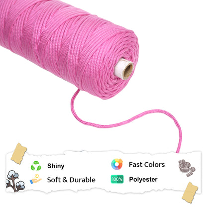 4mm Braided Polyester Outside Cotton Inside | Pink | 150 Metres | 1kg Spool