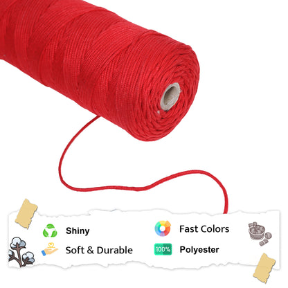 4mm Braided Polyester Outside Cotton Inside | Red | 150 Metres | 1kg Spool