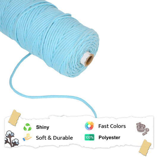 3mm Braided Polyester Outside Cotton Inside | Aqua Blue | 200-250 Metres | 1kg Spool