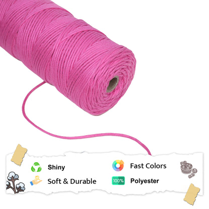 3mm Braided Polyester Outside Cotton Inside | Pink | 200-250 Metres | 1kg Spool