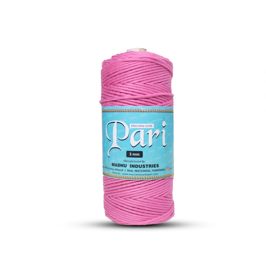 3mm Braided Polyester Outside Cotton Inside | Pink | 200-250 Metres | 1kg Spool