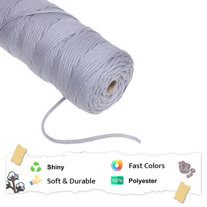 4mm Braided Polyester Outside Cotton Inside | Steel Grey | 150 Metres | 1kg Spool