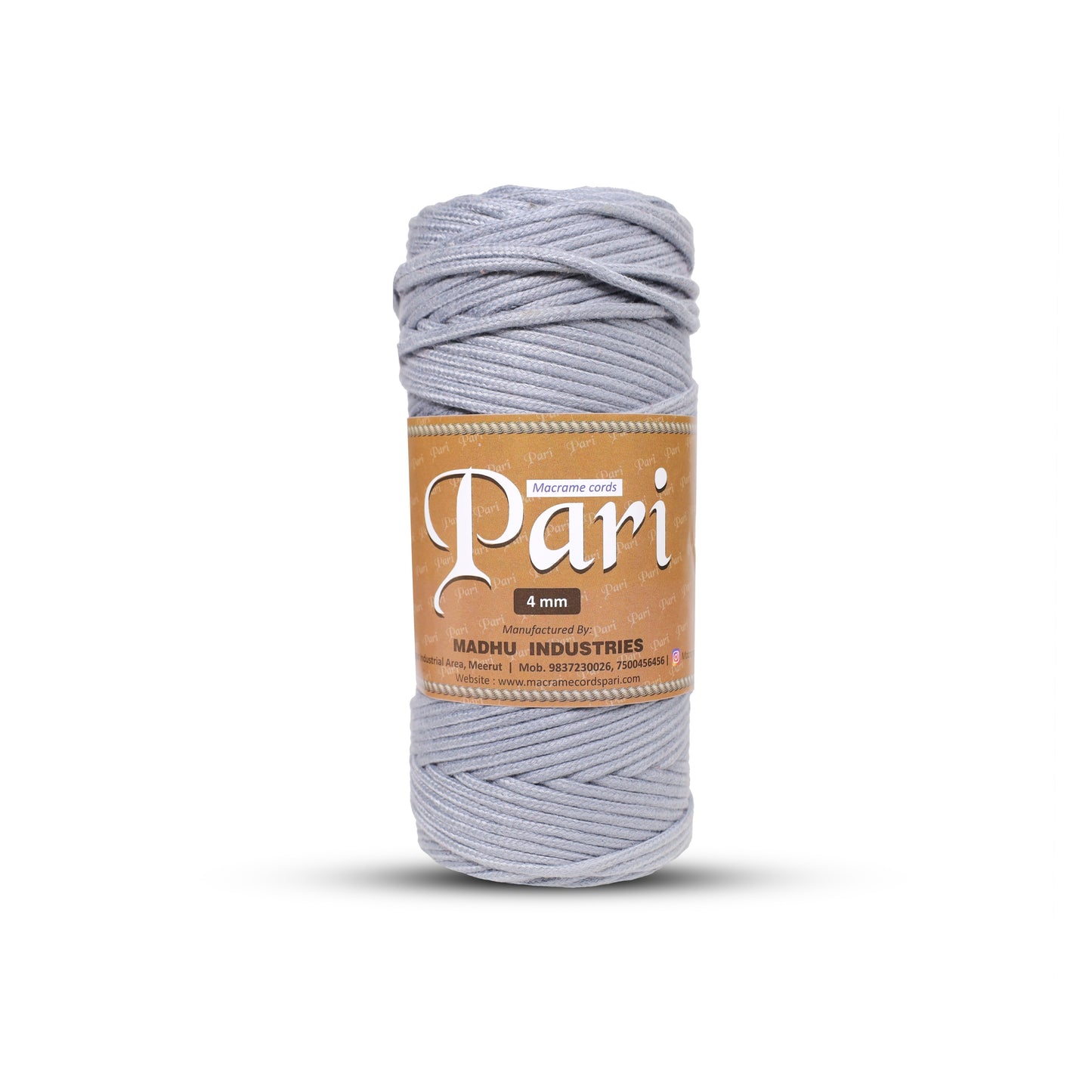 4mm Braided Polyester Outside Cotton Inside | Steel Grey | 150 Metres | 1kg Spool