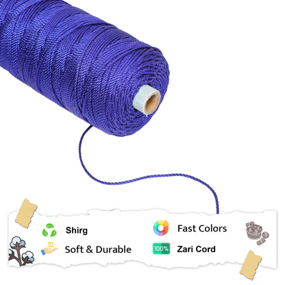3mm Twisted 3ply Metallic / Zari Cords | Royal Blue | Approx 200 - 250 Metres | 1kg Spool