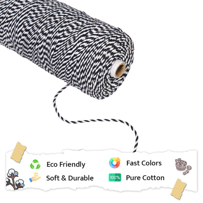 2mm Twisted Multicolor | Pure white+ Black | Approx 350-400 Metres | 1kg Spool