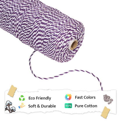 2mm Twisted Multicolor | Violet+Pure White | Approx 350-400 Metres | 1kg Spool