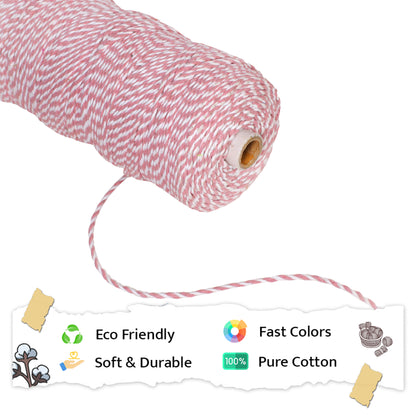 2mm Twisted Multicolor | Baby Pink+Pure White | Approx 350-400 Metres | 1kg Spool