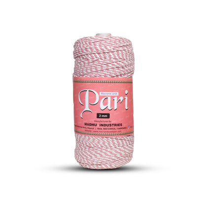 2mm Twisted Multicolor | Baby Pink+Pure White | Approx 350-400 Metres | 1kg Spool