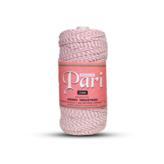 2mm Twisted Multicolor | Baby Pink+Pure White | Approx 350-400 Metres | 1kg Spool