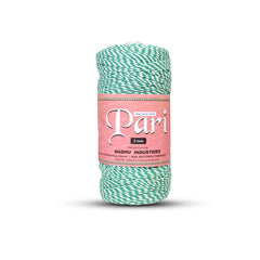 2mm Twisted Multicolor | Green+Pure White | Approx 350-400 Metres | 1kg Spool
