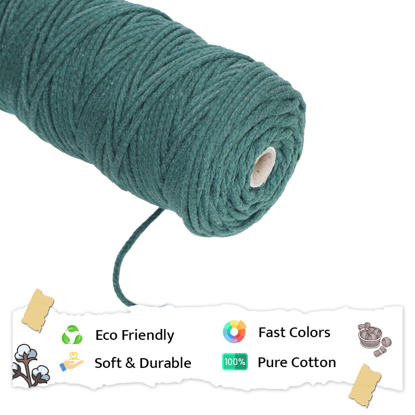 4mm Knitted | Forest Green | 140 Meters | 1Kg Spool | Cotton