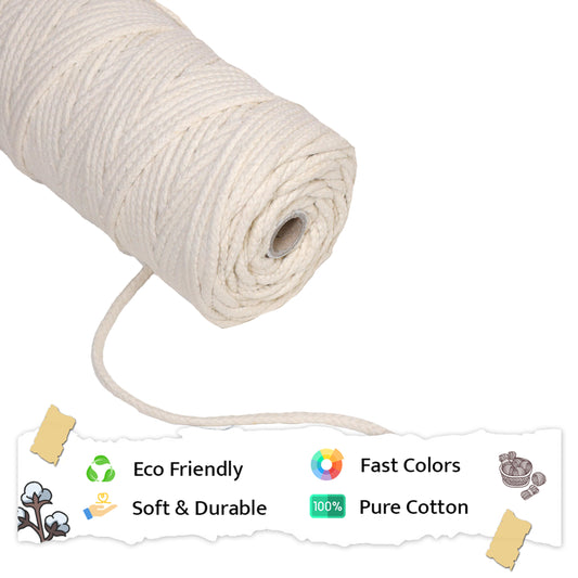 4mm Knitted | Off White | 140 Meters | 1Kg Spool | Cotton