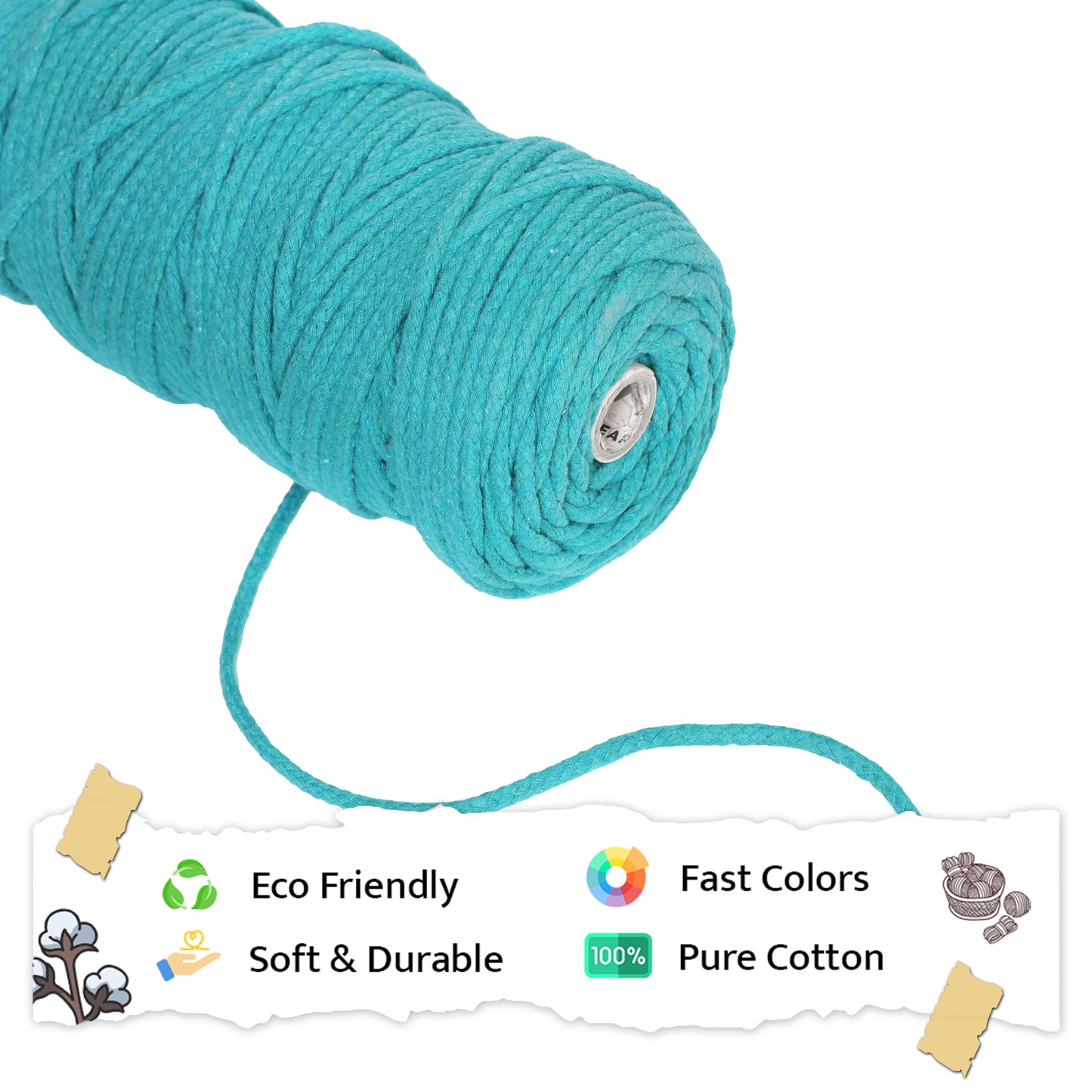 4mm Knitted | Sea Green | 140 Meters | 1Kg Spool | Cotton