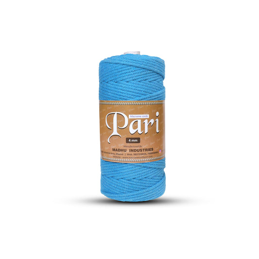 4mm Knitted | Bright Blue | 140 Meters | 1Kg Spool | Cotton