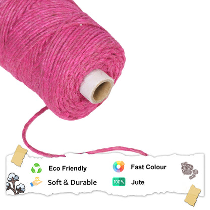 3mm Twisted (3Ply) | Jute Rope | Pink | 70 Metres