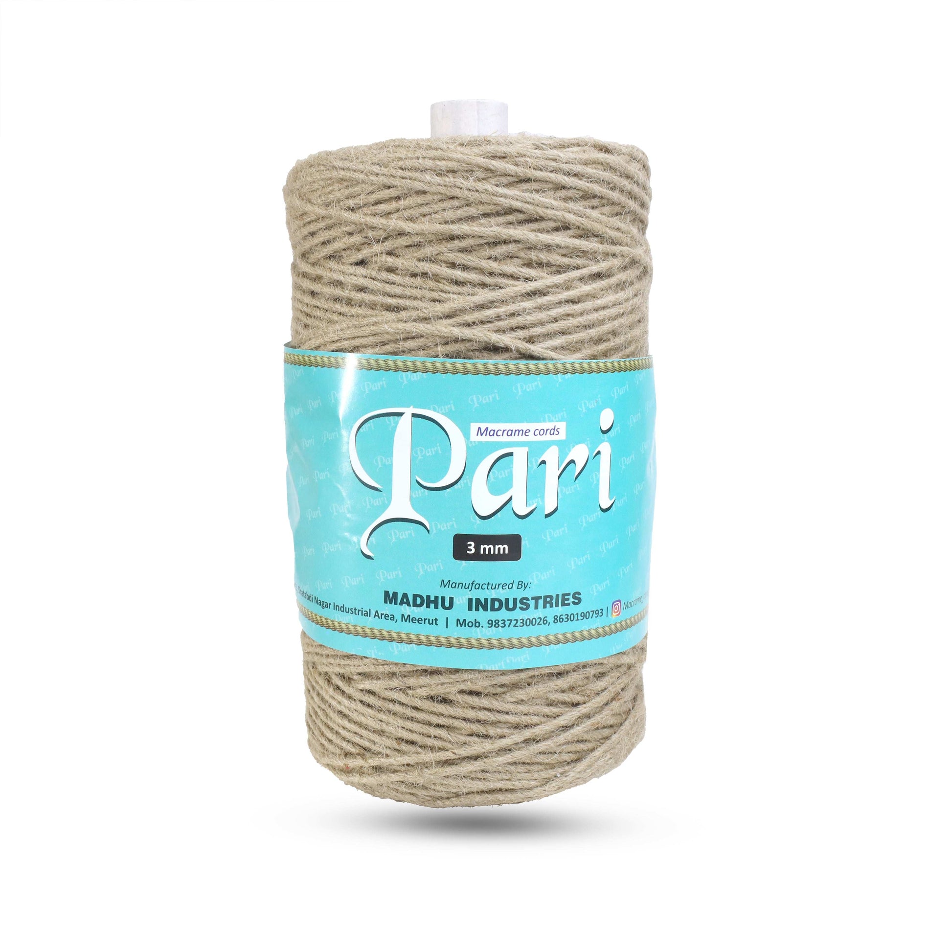 3mm Twisted (3Ply) | Jute Rope | 200 - 250 Metres | 1kg Spool