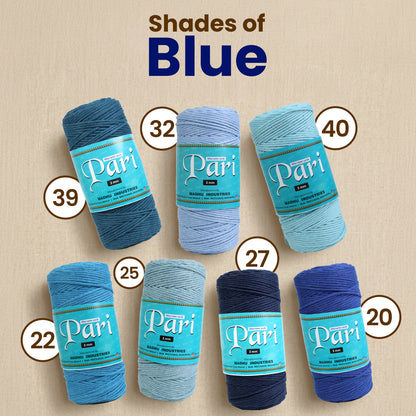 4mm Single Strand | Sapphire Blue | 150 Metres | 1kg Spool | Cotton  |No 20