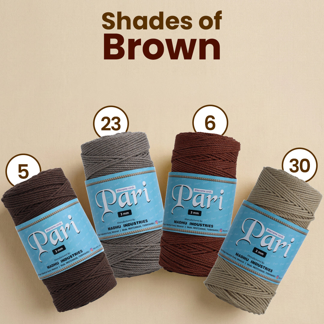 3mm Twisted (3Ply) | Chocolate | 200 - 250 Metres | 1kg Spool | Cotton | No 06