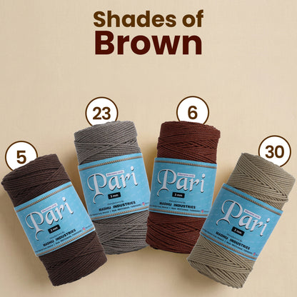 3mm Twisted (3Ply) | Chocolate | 200 - 250 Metres | 1kg Spool | Cotton | No 06