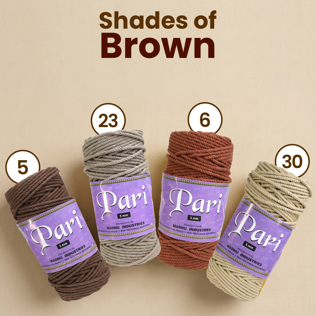 5mm Twisted (3Ply) | Mud Color | Approx 100 Metres | 1kg Spool | Cotton | No 23