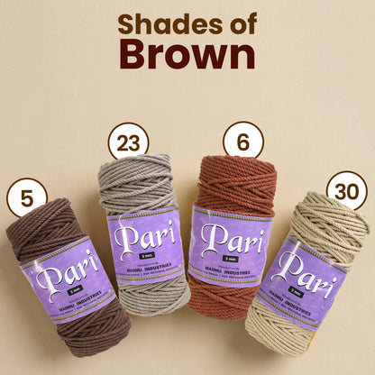 5mm Twisted (3Ply) | Mud Color | Approx 100 Metres | 1kg Spool | Cotton | No 23