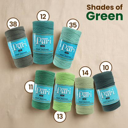 3mm Braided | Parrot Green |200-250 Meters | Approx 700gms | Cotton | No 13