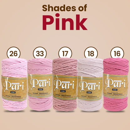 4mm Braided | Hot Pink | 140 Meters | 1Kg Spool | Cotton | No 16