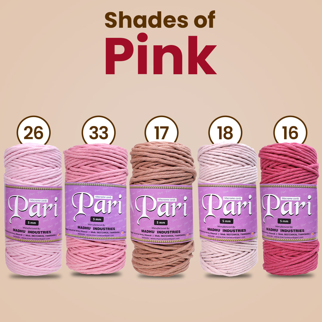 5mm સિંગલ સ્ટ્રાન્ડ | બેબી પિંક | આશરે 100 મીટર | 1 કિલો સ્પૂલ | કપાસ