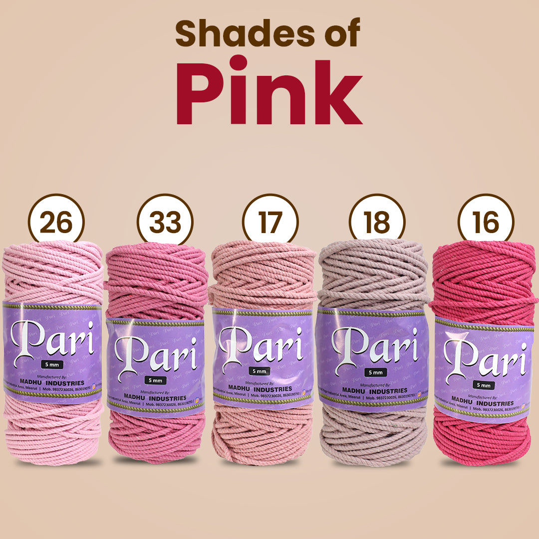 5mm Twisted (3Ply) | Bright Pink | Approx 100 Metres | 1kg Spool | Cotton | No 33