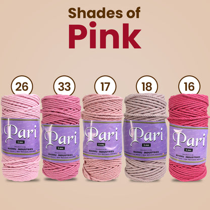 5mm Twisted (3Ply) | Bright Pink | Approx 100 Metres | 1kg Spool | Cotton | No 33