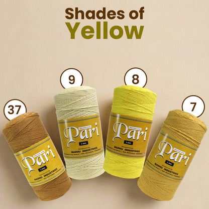 1mm ટ્વિસ્ટેડ (3Ply) | ગોલ્ડન મસ્ટર્ડ | 750 મીટર | 1 કિલો સ્પૂલ | કપાસ