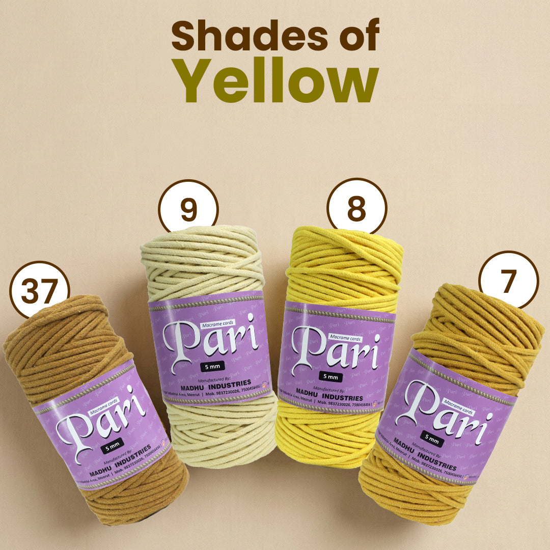 5mm Braided | Yellow | Approx 100 Metres | 1kg Spool | Cotton | No 08