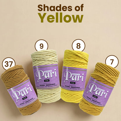 5mm Braided | Yellow | Approx 100 Metres | 1kg Spool | Cotton | No 08