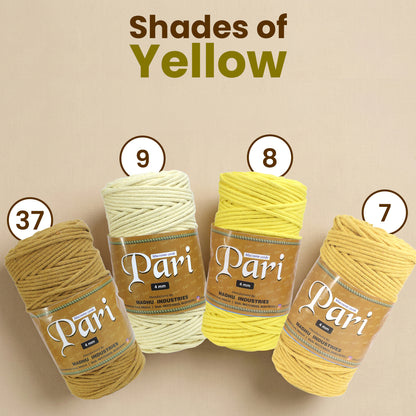 4mm Braided | Yellow | 140 Meters | 1Kg Spool | Cotton | No 08