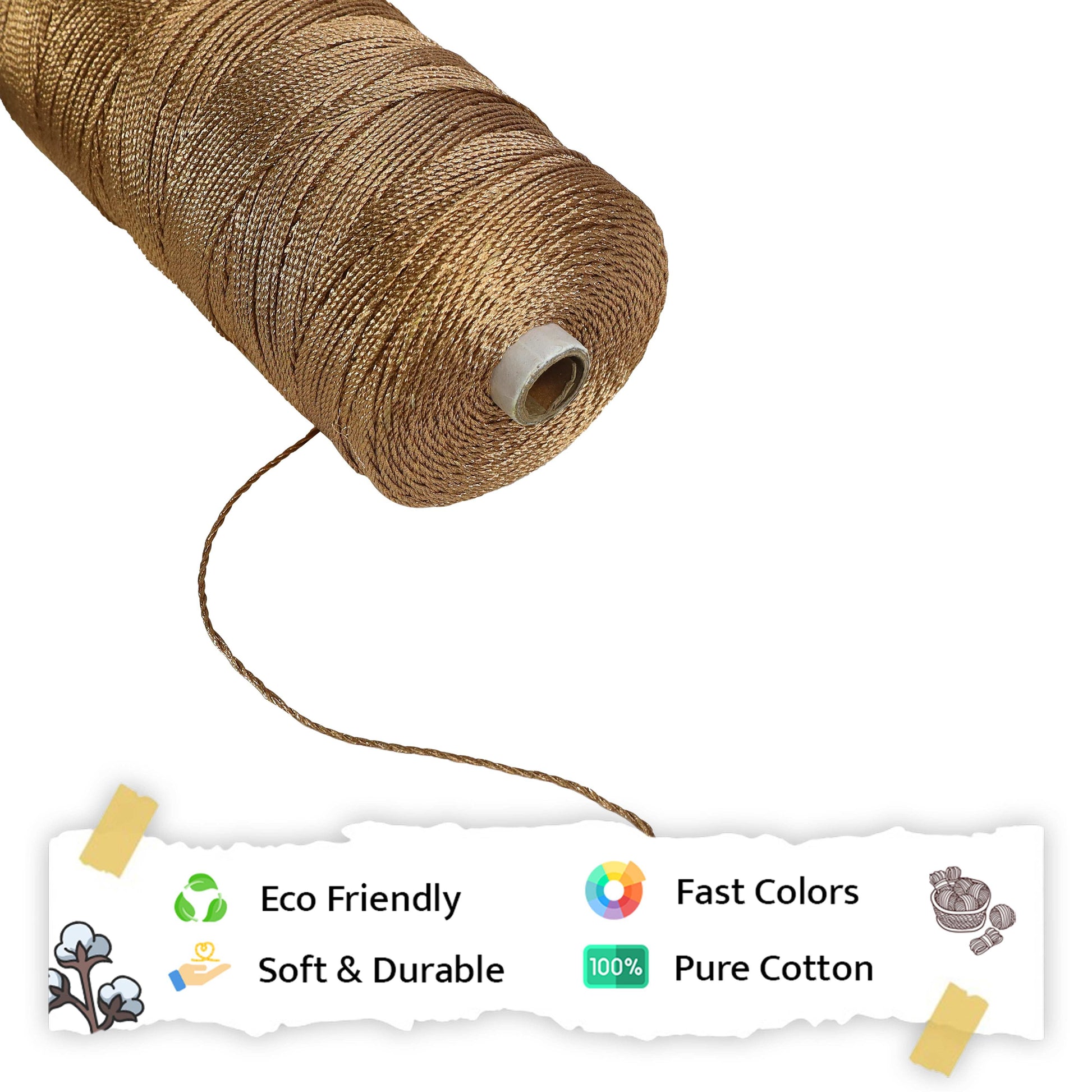 1mm Twisted 3ply Metallic / Zari Cords | Copper | Approx 750 - 800 Metres | 1kg Spool