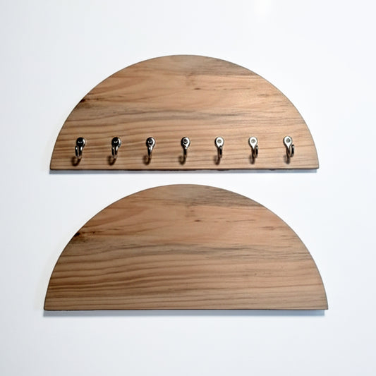 Half Moon Wooden Ring with 5 Hooks (Set of 2)