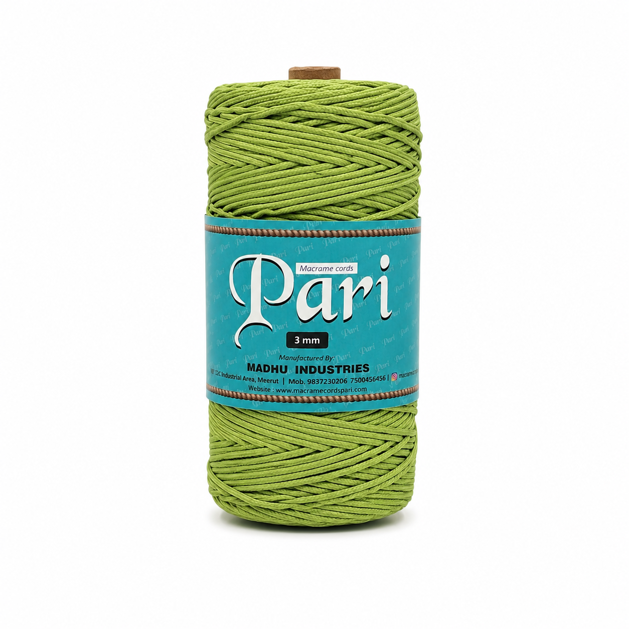 3mm Braided Polyester outside cotton inside |olive green| 200-250 Meters 1Kg Spool